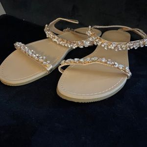 NWOT Gold Jeweled Sandals